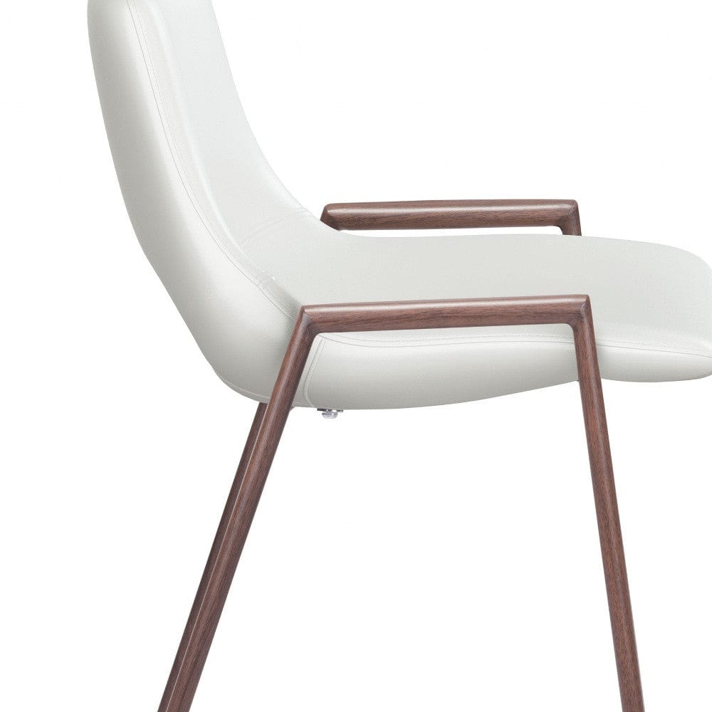 Set of Two 26" White And Brown Steel Low Back Counter Height Bar Chairs - Homeroots - Flyclothing LLC