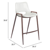 Set of Two 26" White And Brown Steel Low Back Counter Height Bar Chairs - Homeroots - Flyclothing LLC