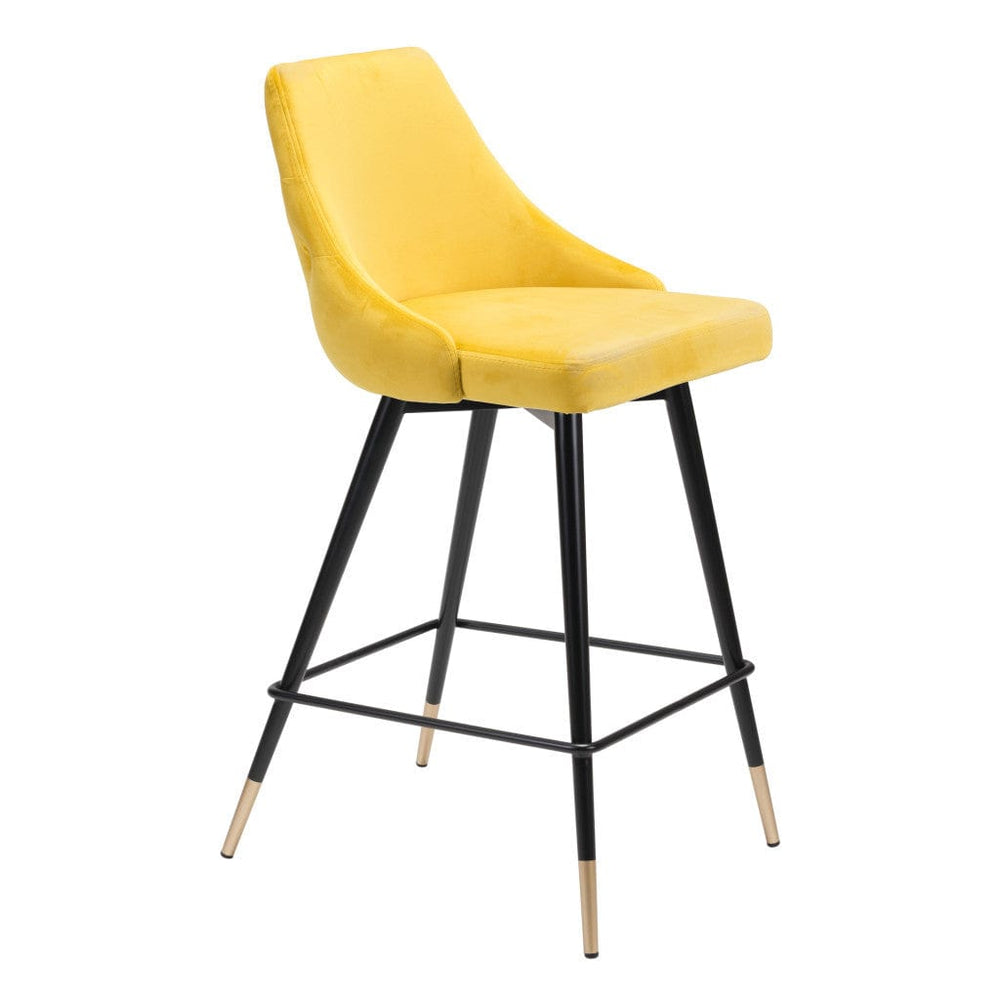 26" Yellow And Black Steel Low Back Counter Height Bar Chair - Homeroots