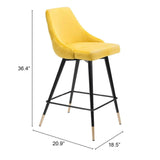 26" Yellow And Black Steel Low Back Counter Height Bar Chair - Homeroots