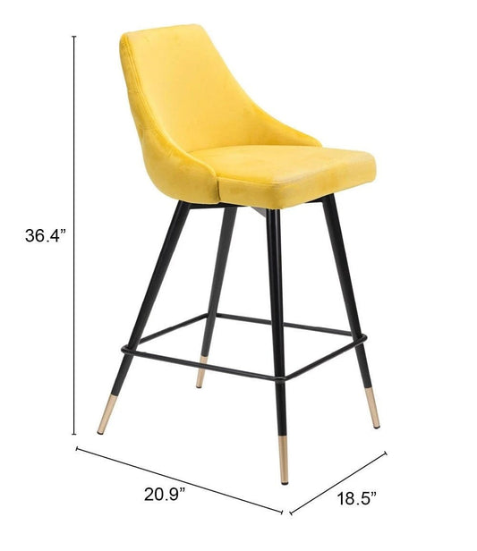 26" Yellow And Black Steel Low Back Counter Height Bar Chair - Homeroots