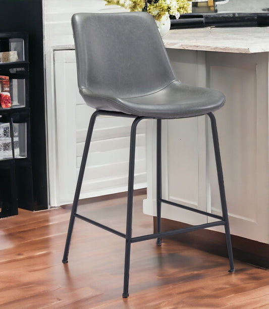 26" Gray And Black Steel Low Back Counter Height Bar Chair - Homeroots