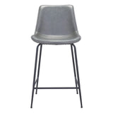 26" Gray And Black Steel Low Back Counter Height Bar Chair - Homeroots
