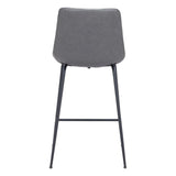 26" Gray And Black Steel Low Back Counter Height Bar Chair - Homeroots