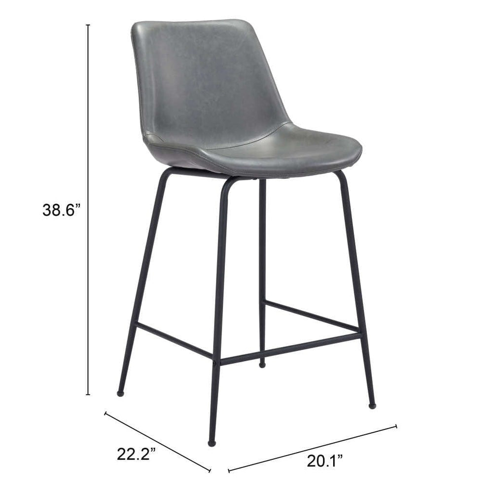 26" Gray And Black Steel Low Back Counter Height Bar Chair - Homeroots