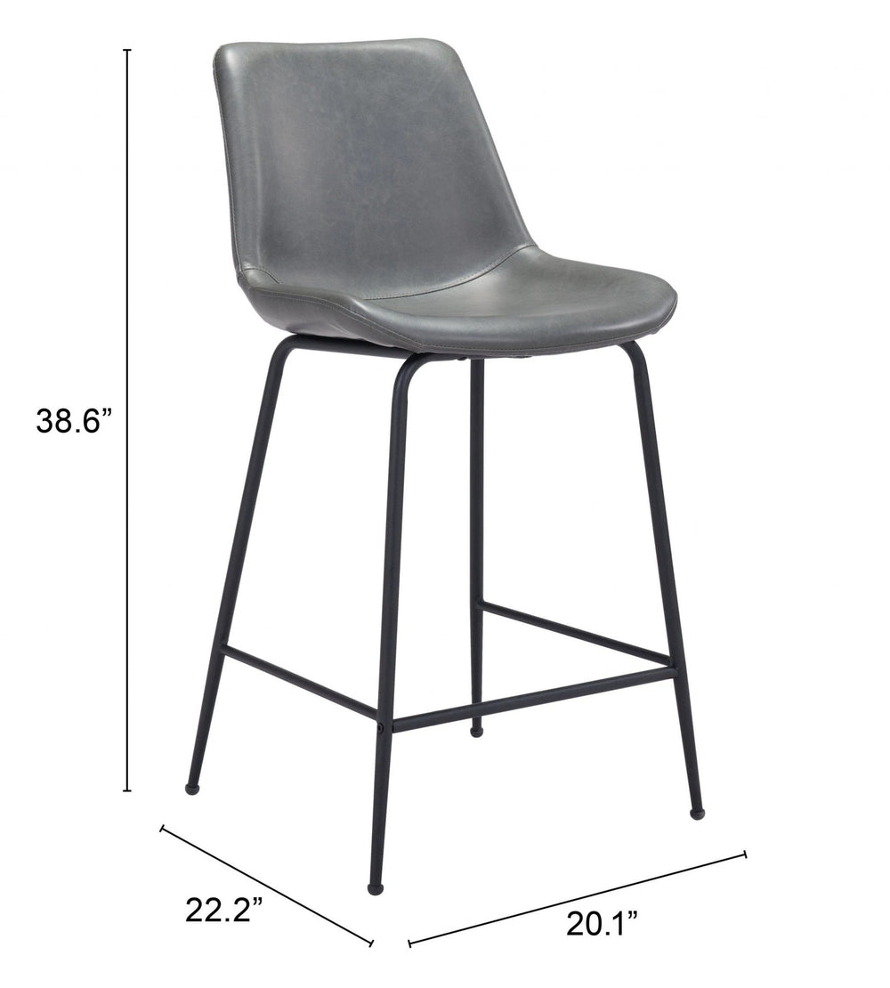 26" Gray And Black Steel Low Back Counter Height Bar Chair - Homeroots
