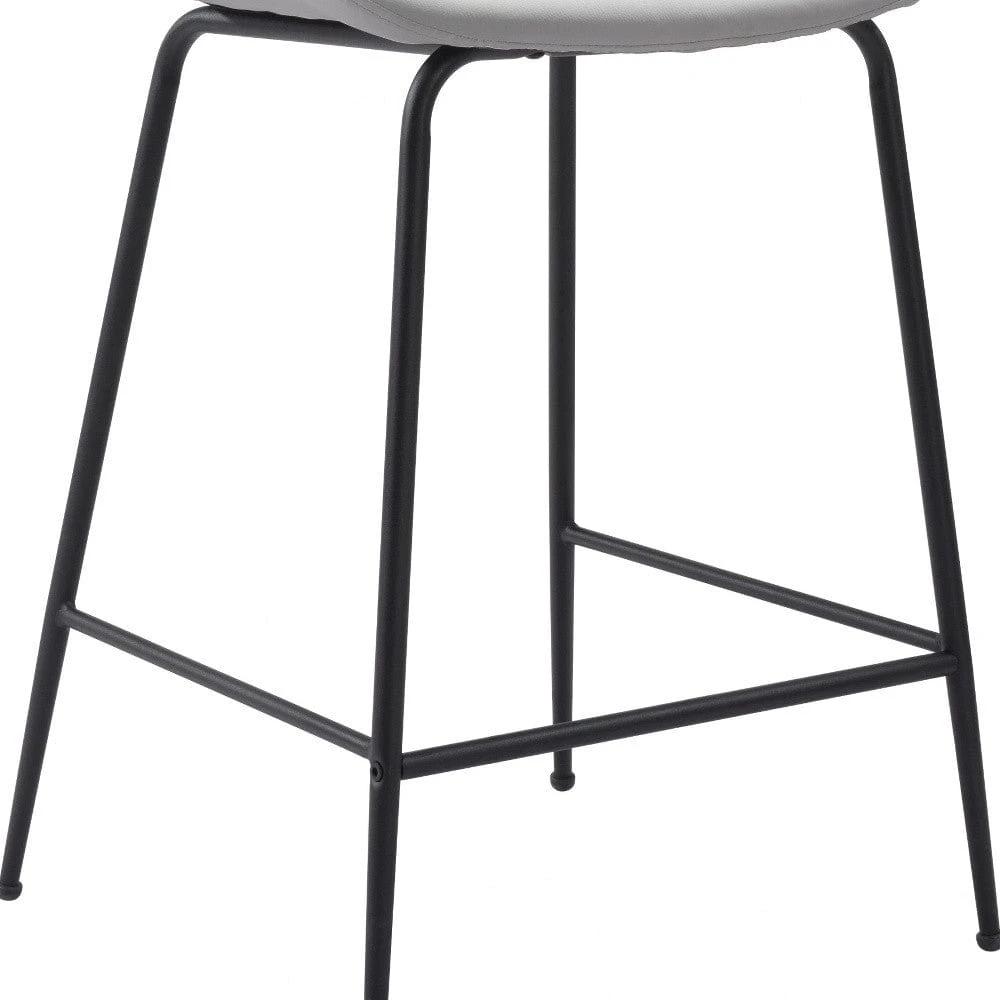 26" White And Black Steel Low Back Counter Height Bar Chair - Homeroots