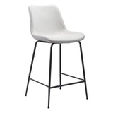 26" White And Black Steel Low Back Counter Height Bar Chair - Homeroots