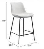 26" White And Black Steel Low Back Counter Height Bar Chair - Homeroots