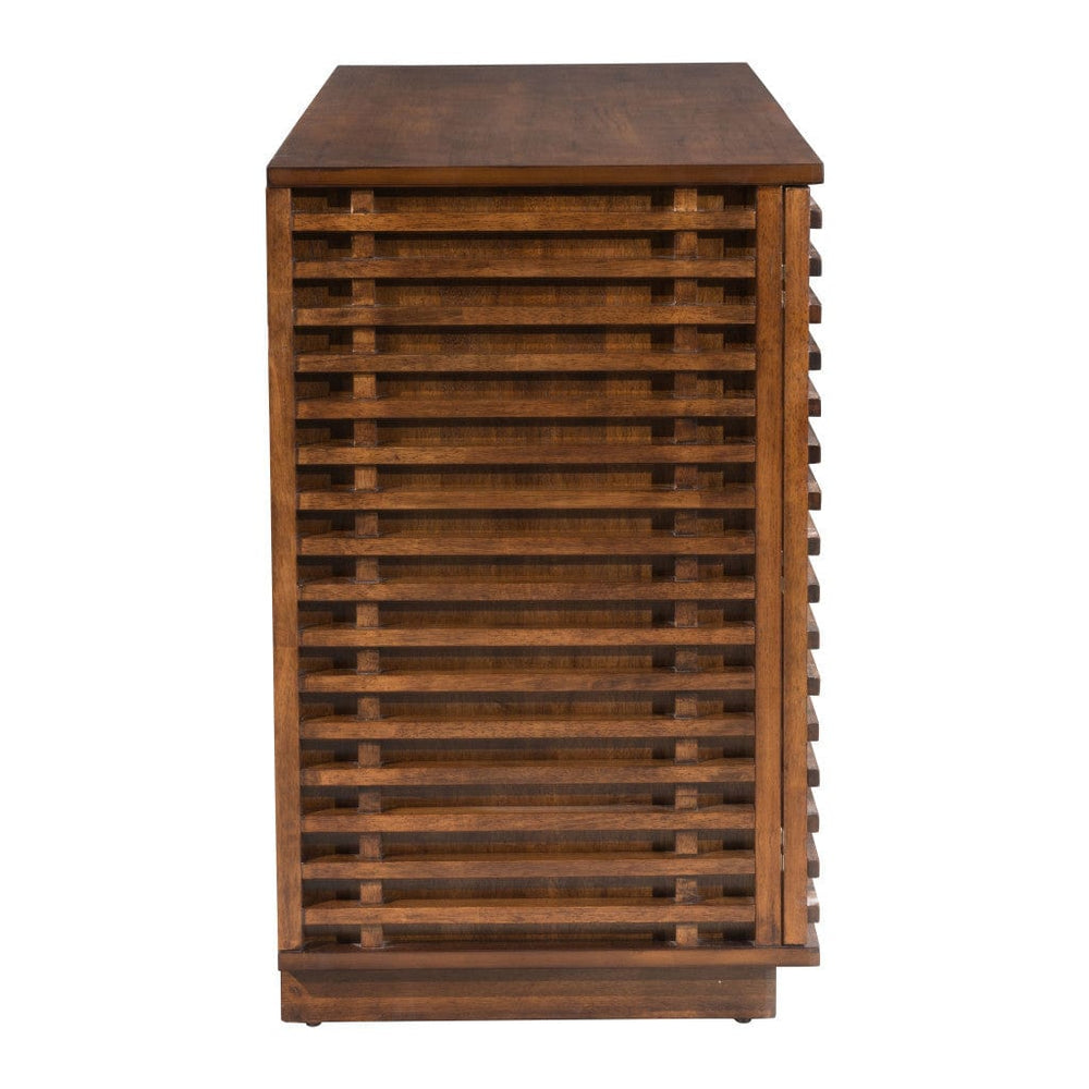 54" Walnut Modern Retro Grooves TV Media Center - Homeroots