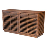 54" Walnut Modern Retro Grooves TV Media Center - Homeroots