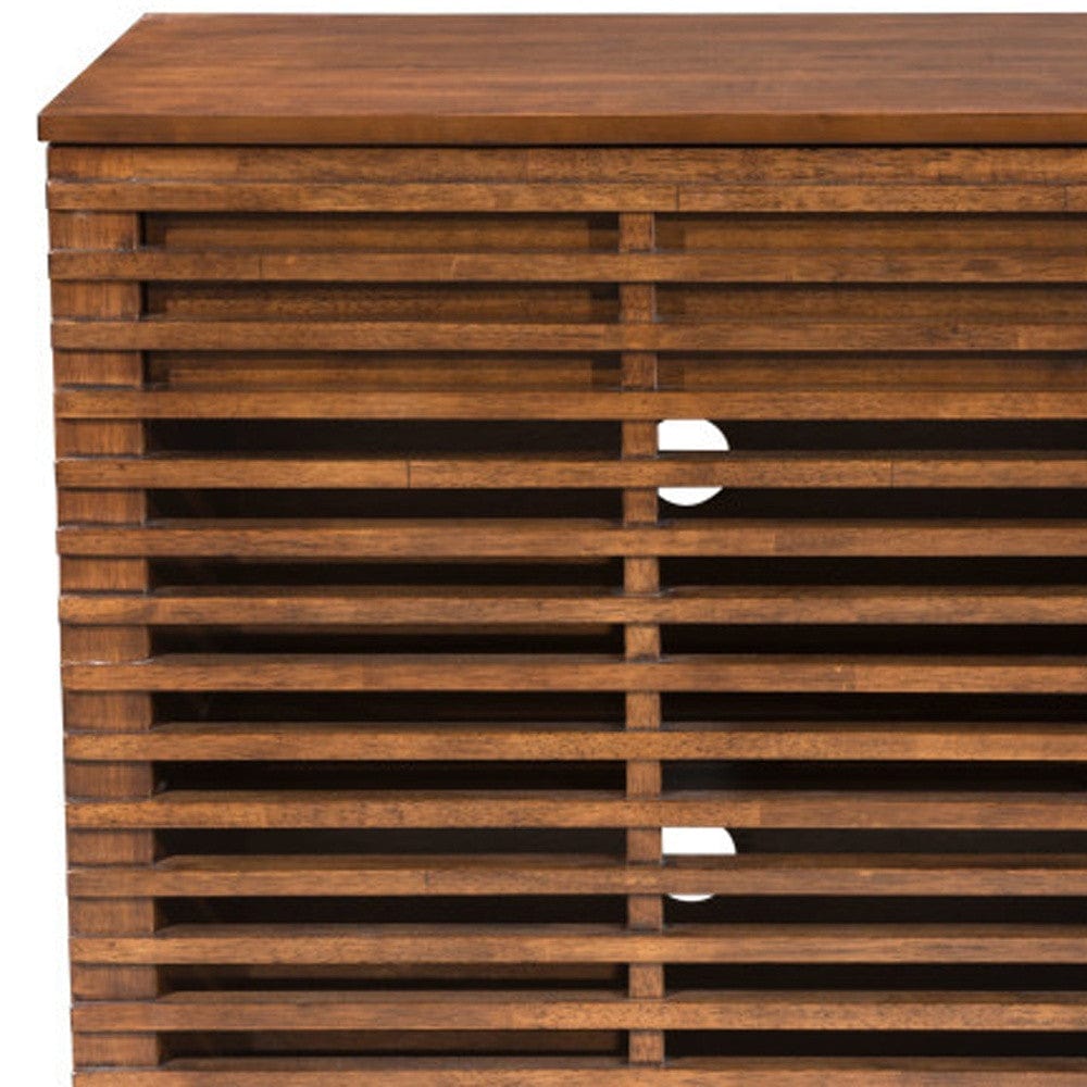 54" Walnut Modern Retro Grooves TV Media Center - Homeroots