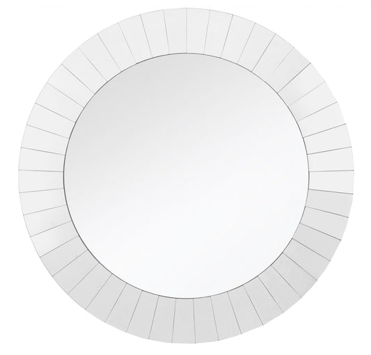 35" Clear Round Glass Framed Accent Mirror - Homeroots