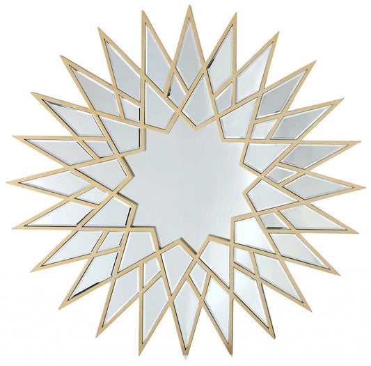 34" Gold Sunburst Metal Framed Accent Mirror - Homeroots