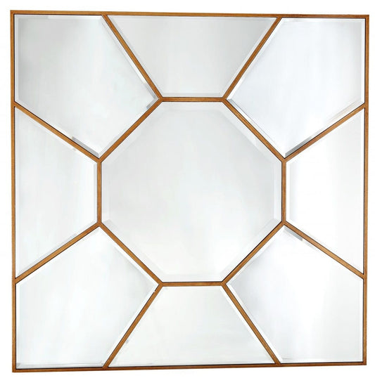 35" Gold Square Metal Framed Accent Mirror - Homeroots
