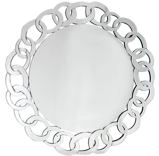 39" Clear Round Glass Framed Accent Mirror - Homeroots