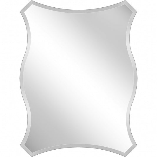 32" Silver Novelty Glass Framed Accent Mirror - Homeroots