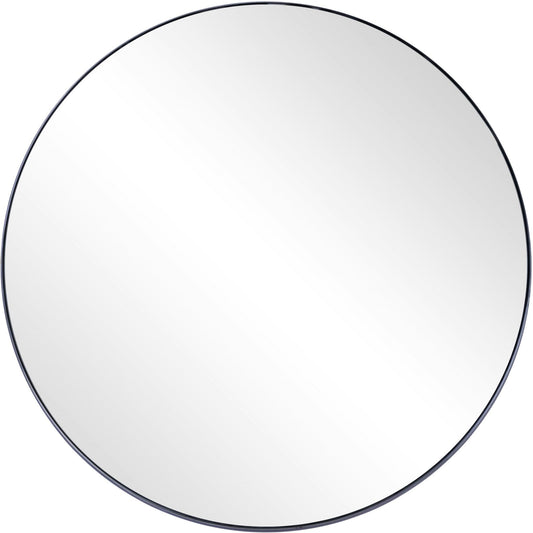 32" Black Round Metal Framed Accent Mirror - Homeroots