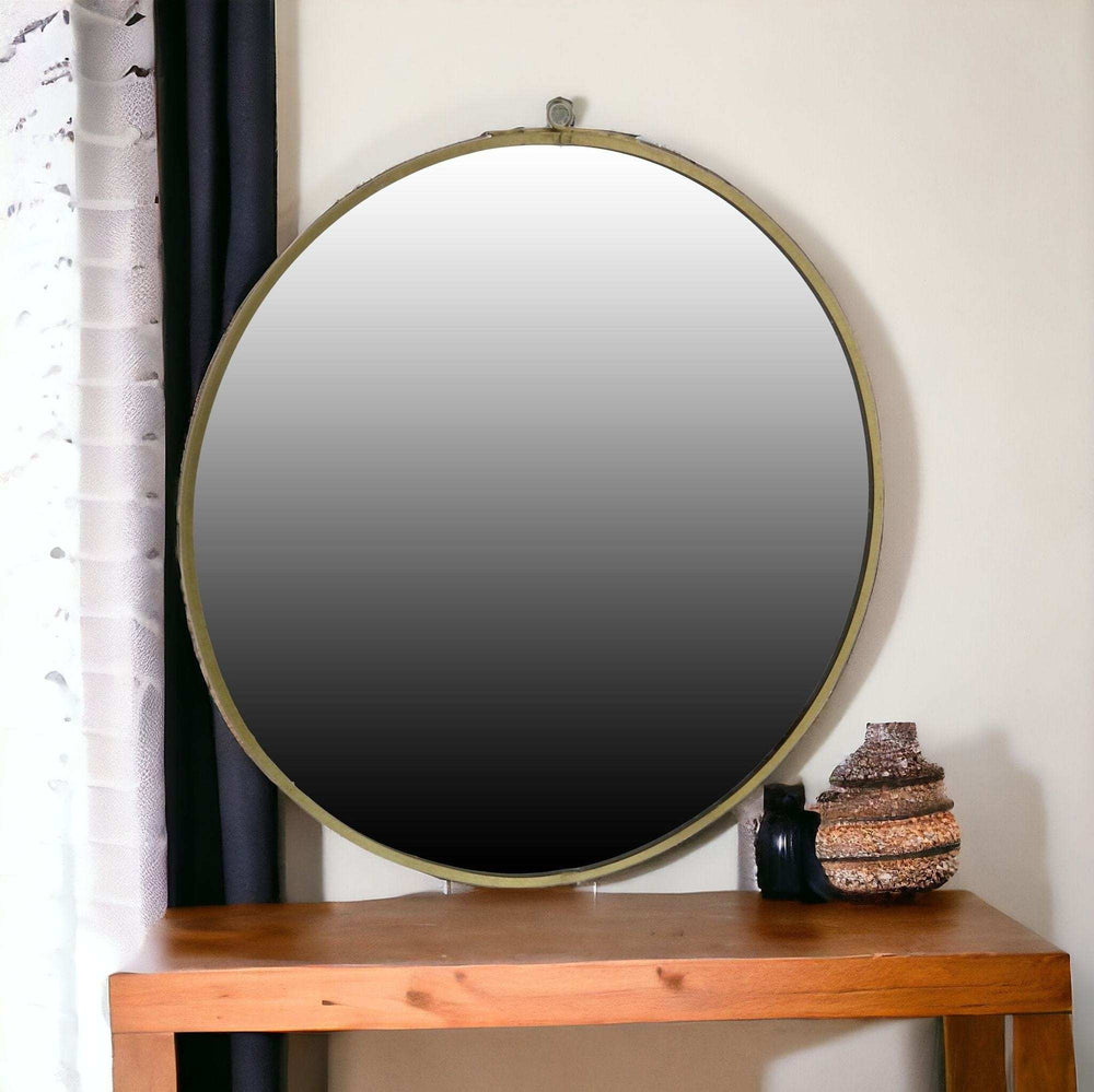 Gold Round Wall Mirror - Homeroots - Flyclothing LLC