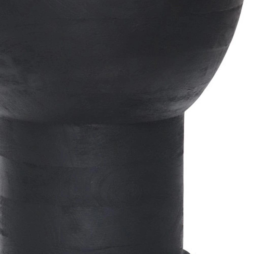 19" Black Solid Wood Backless Bar Chair - Homeroots - Flyclothing LLC