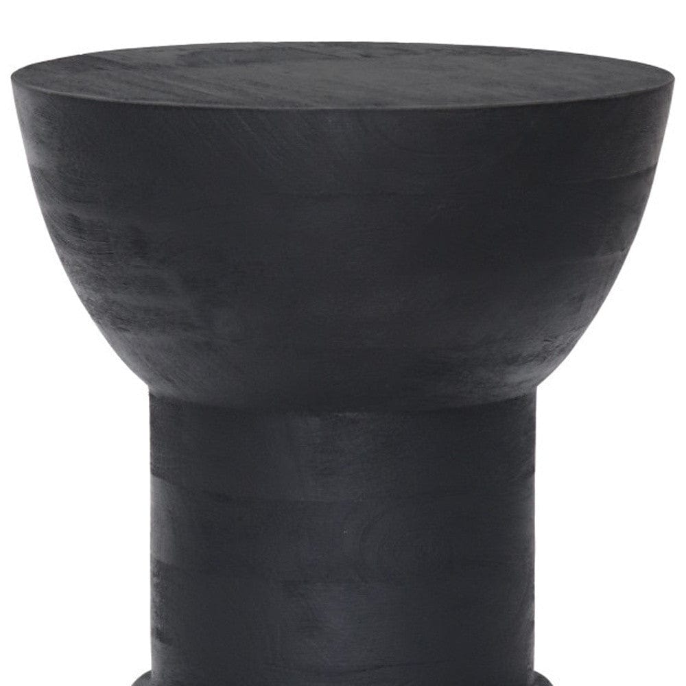 19" Black Solid Wood Backless Bar Chair - Homeroots - Flyclothing LLC