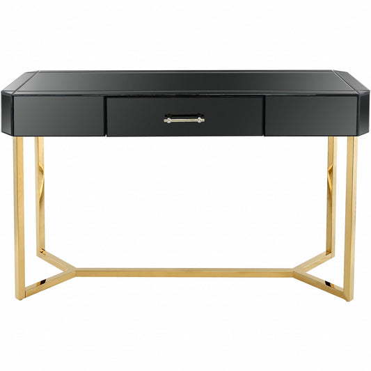 47" Black Mirrored Glass Console Table - Homeroots