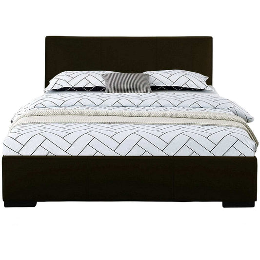 Black Solid and Manufactured Wood King Upholstered Faux Leather Bed Frame - Homeroots - Flyclothing LLC