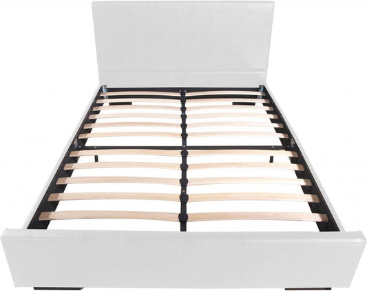 White Solid and Manufactured Wood King Upholstered Faux Leather Bed Frame - Homeroots - Flyclothing LLC