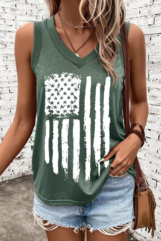 US Flag V-Neck Tank - Trendsi - Flyclothing LLC