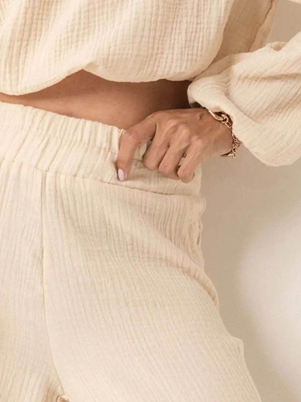 Off Shoulder Long Sleeve Top and Pants Set - Trendsi - Flyclothing LLC