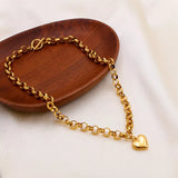 Heart Pendant Toggle Clasp Chain Necklace - Trendsi - Flyclothing LLC