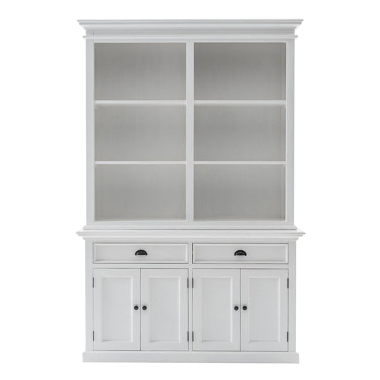 87" White Solid Wood Adjustable Four Tier Bookcase - Homeroots