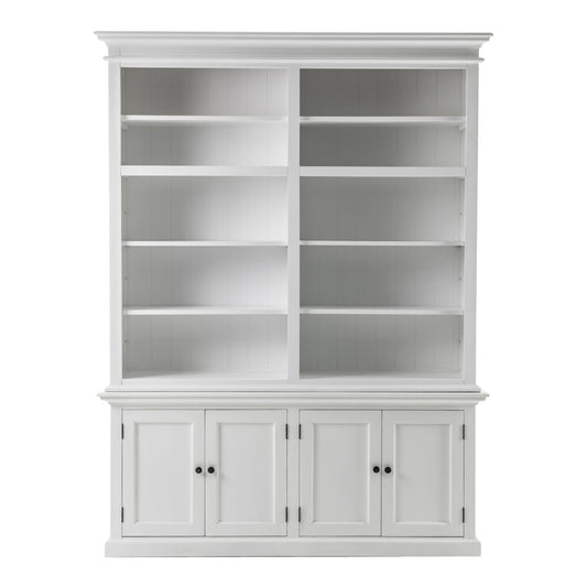 87" White Solid Wood Adjustable Four Tier Bookcase - Homeroots