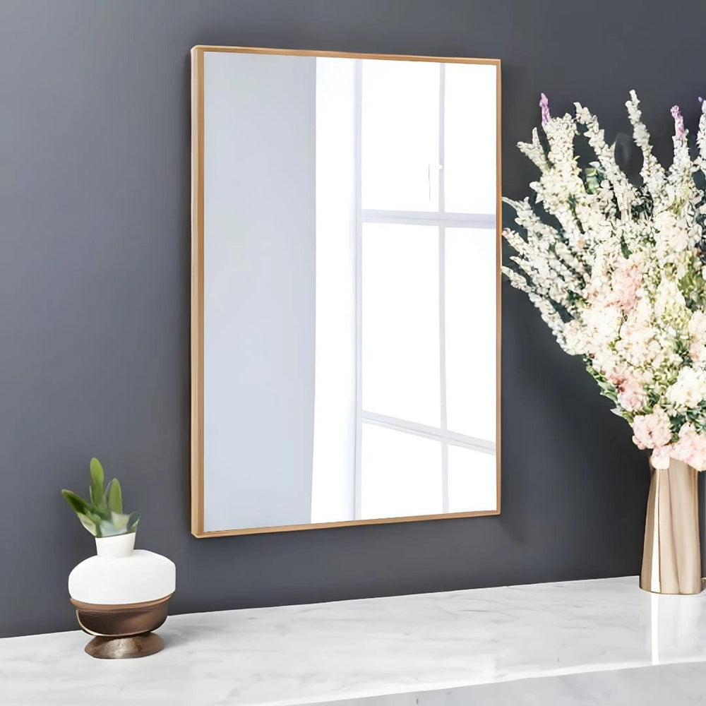 36" Gold Metal Framed Bathroom Vanity Mirror - Homeroots - Flyclothing LLC