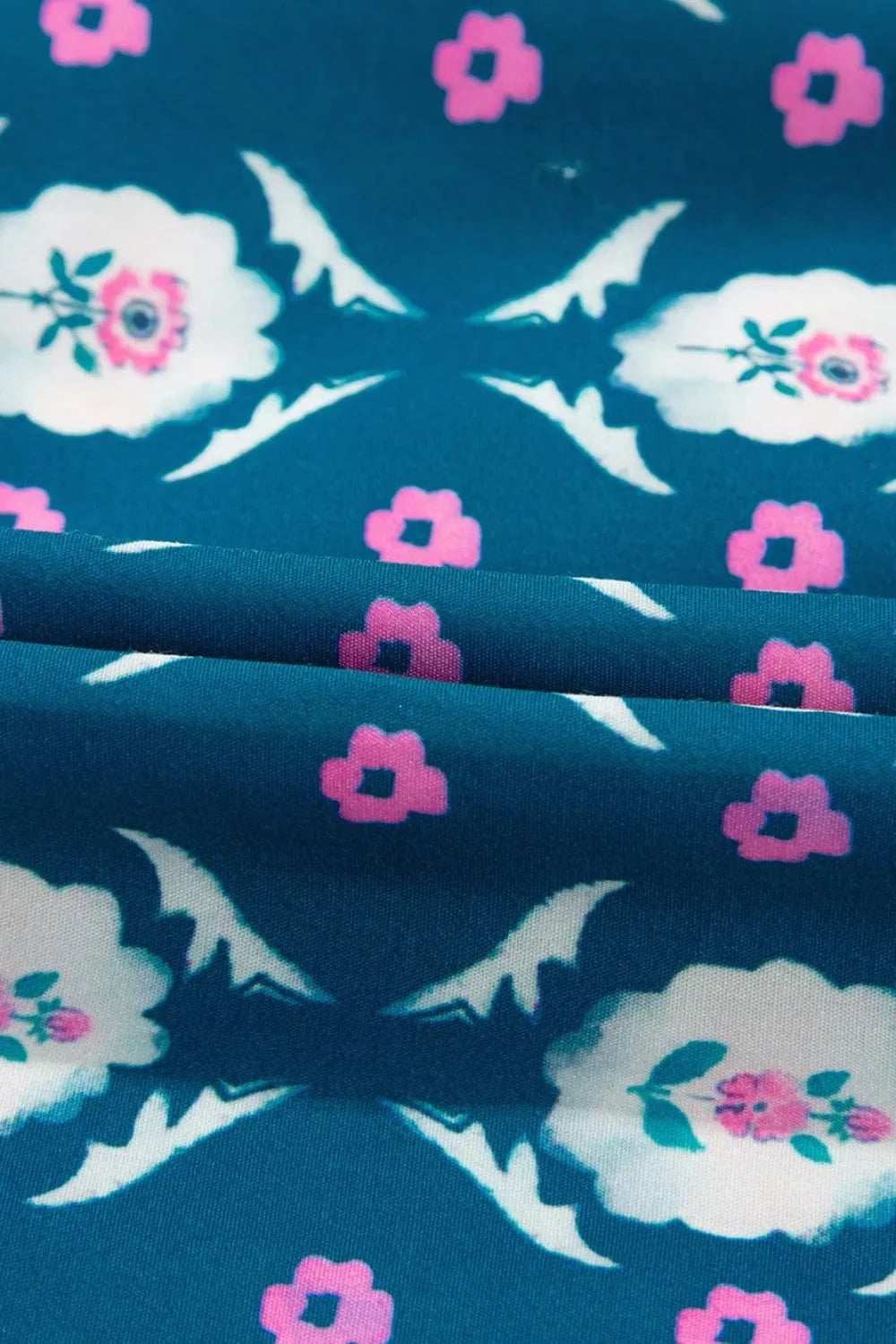 Printed Tie Neck Ruffled Cap Sleeve Dress - Trendsi - Flyclothing LLC