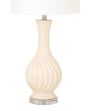 Set of Two Beige Curved Ceramic Table Lamps - Homeroots - Flyclothing LLC