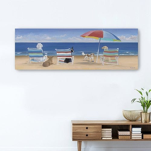 30" x 10" Dogs Perfect Beach Day Canvas Wall Art - Homeroots - Flyclothing LLC