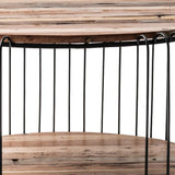 32" Natural And Black Solid Wood And Steel Round Coffee Table With Shelf - Homeroots - Flyclothing LLC