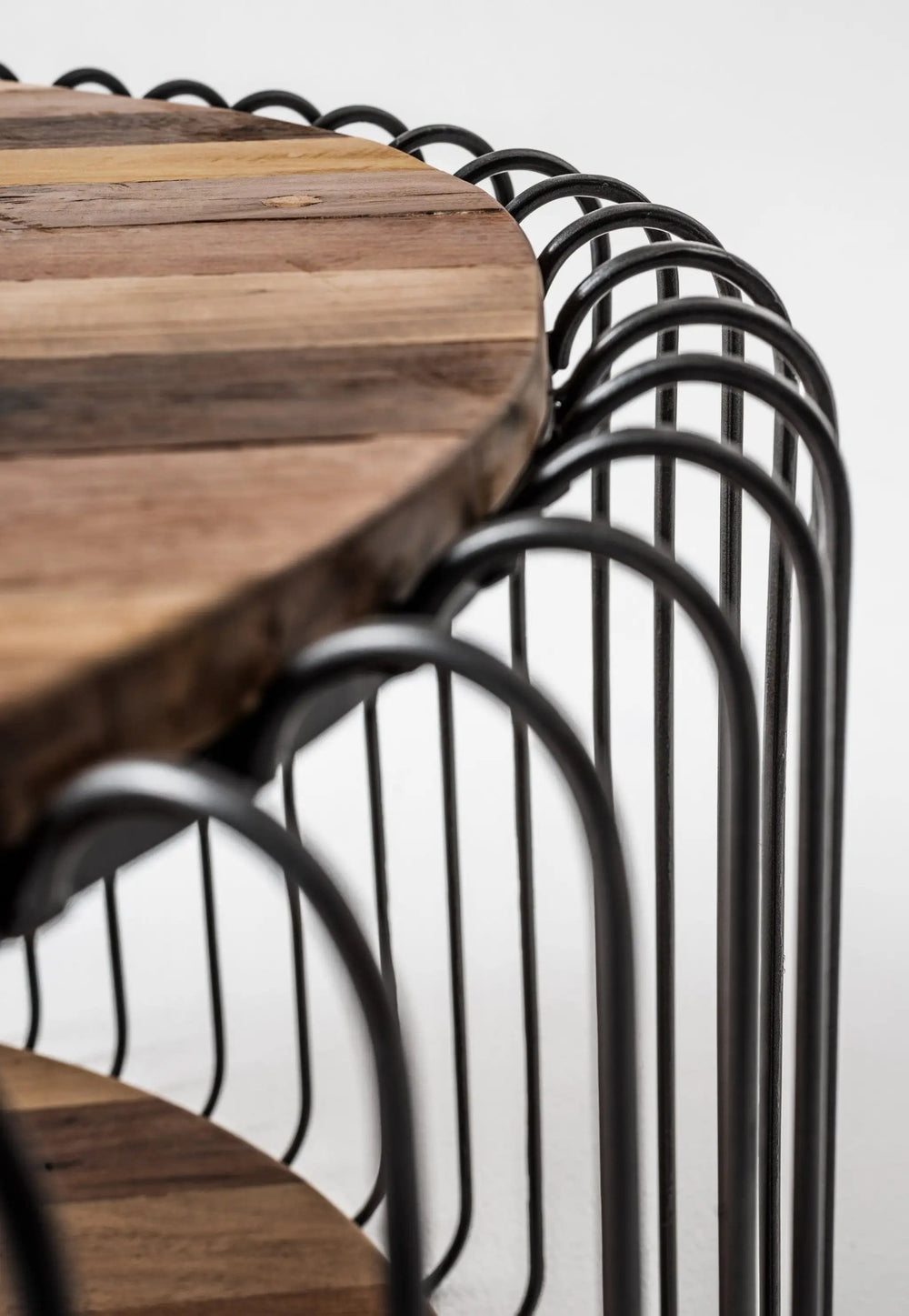 32" Natural And Black Solid Wood And Steel Round Coffee Table With Shelf - Homeroots - Flyclothing LLC