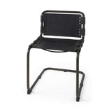 Black Leather Metal Open Back Dining Side Chair - Homeroots - Flyclothing LLC