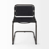 Black Leather Metal Open Back Dining Side Chair - Homeroots - Flyclothing LLC