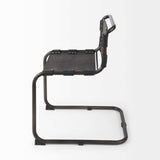 Black Leather Metal Open Back Dining Side Chair - Homeroots - Flyclothing LLC