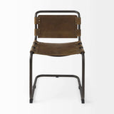 Brown And Black Leather Metal Open Back Dining Side Chair - Homeroots - Flyclothing LLC