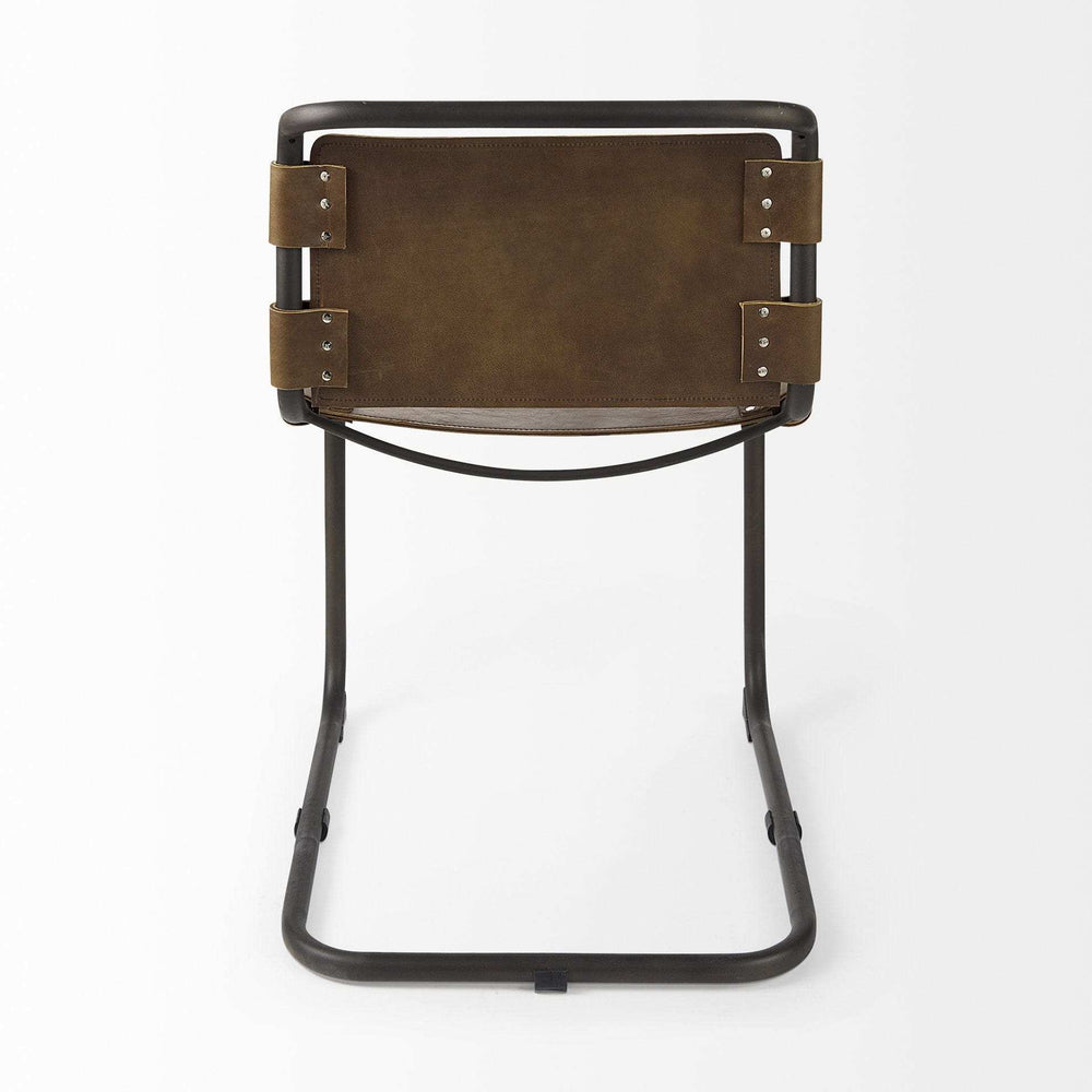 Brown And Black Leather Metal Open Back Dining Side Chair - Homeroots - Flyclothing LLC