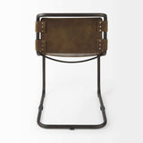 Brown And Black Leather Metal Open Back Dining Side Chair - Homeroots - Flyclothing LLC
