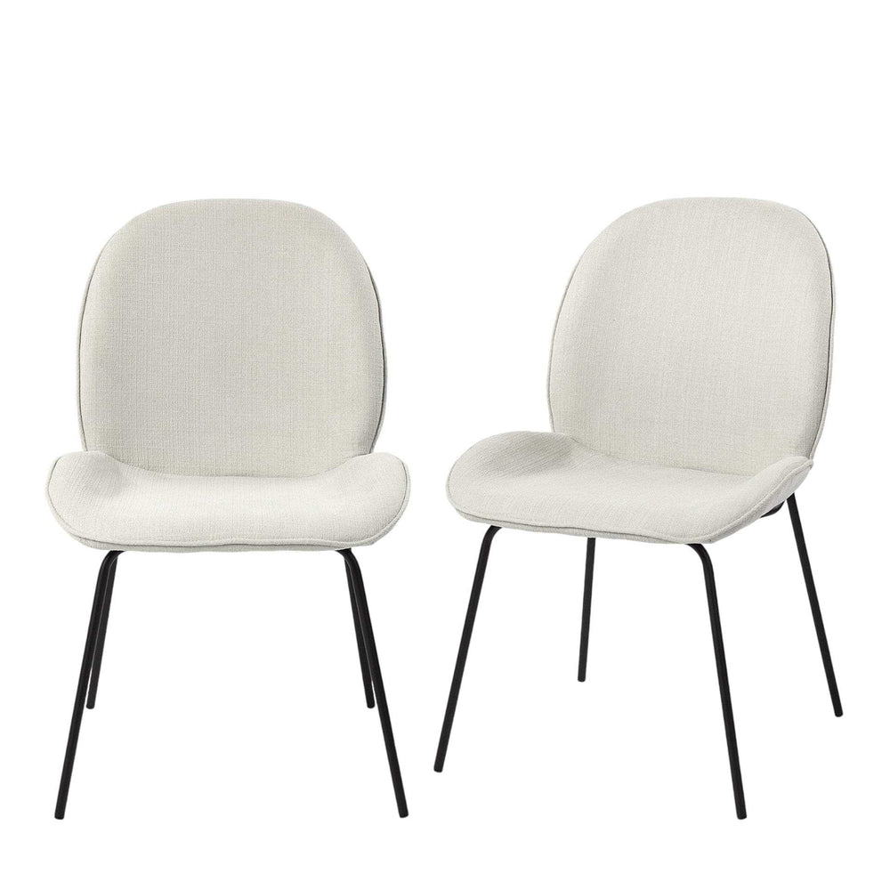 Set Of Two White And Black Upholstered Fabric Side Chairs - Homeroots - Flyclothing LLC