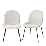 Set Of Two White And Black Upholstered Fabric Side Chairs - Homeroots - Flyclothing LLC