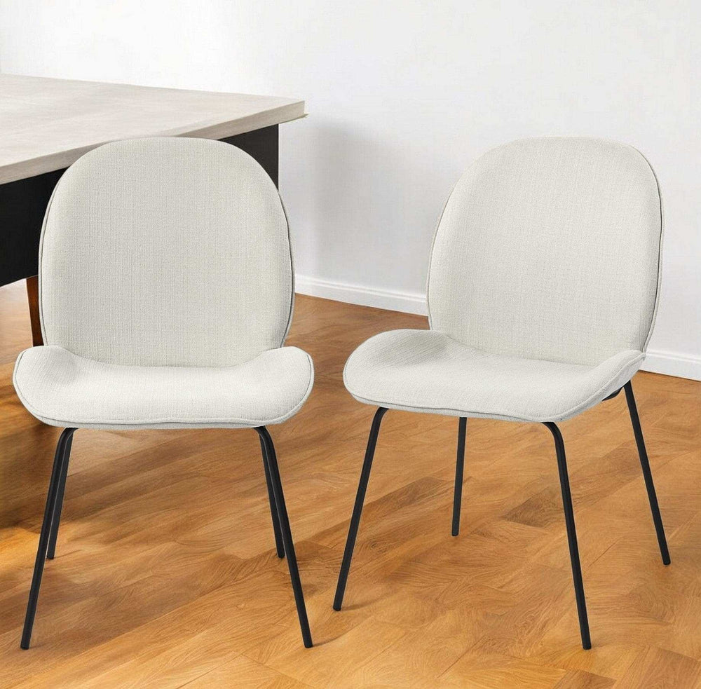 Set Of Two White And Black Upholstered Fabric Side Chairs - Homeroots - Flyclothing LLC