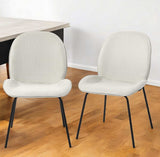 Set Of Two White And Black Upholstered Fabric Side Chairs - Homeroots - Flyclothing LLC