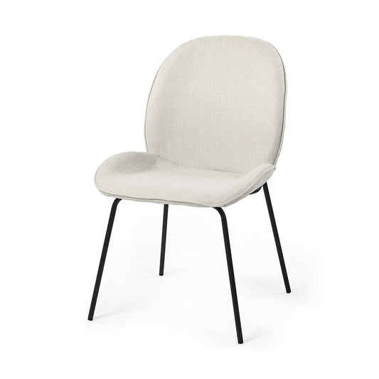 Set Of Two White And Black Upholstered Fabric Side Chairs - Homeroots - Flyclothing LLC